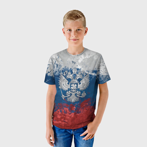 Детская 3D футболка с принтом Россия, фото на моделе #1