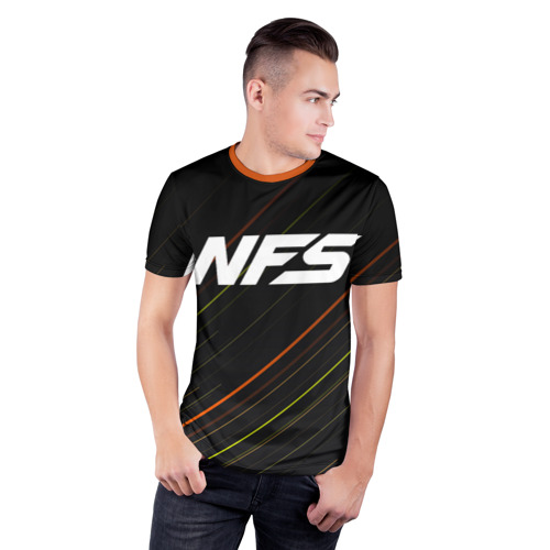 Мужская футболка 3D спортивная с принтом NFS, фото на моделе #1
