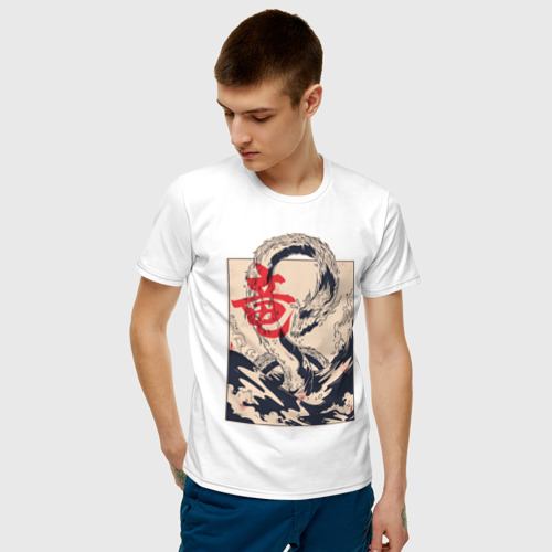 Мужская футболка с принтом Морской дракон, фото на моделе #1