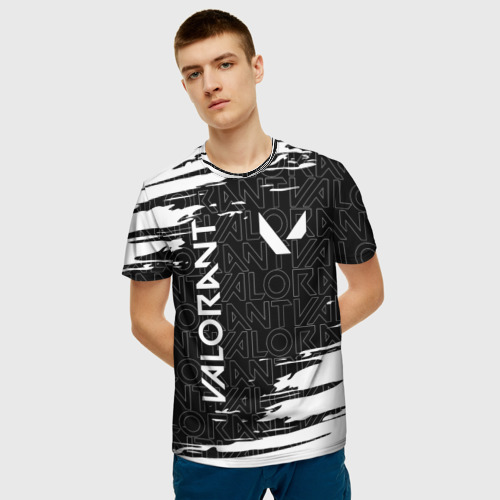 Мужская 3D футболка с принтом VALORANT / ВАЛОРАНТ, фото на моделе #1