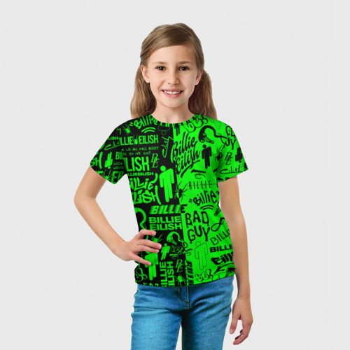 Детская 3D футболка с принтом BILLIE EILISH | БИЛЛИ АЙЛИШ, вид сбоку #3