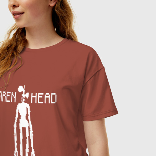 Женская футболка oversize с принтом Siren Head, фото на моделе #1