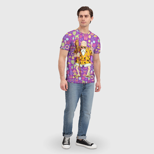Мужская 3D футболка с принтом Шар Дракона Мастер Роши, вид сбоку #3