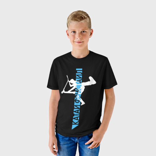 Детская 3D футболка с принтом Самокат фристайл КатайФристайл, фото на моделе #1