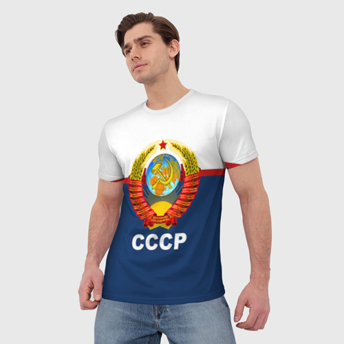 Мужская 3D футболка с принтом СССР, фото на моделе #1
