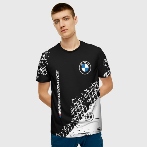 Мужская 3D футболка с принтом BMW / БМВ, фото на моделе #1