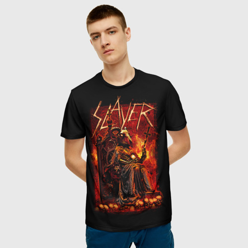 Мужская 3D футболка с принтом Slayer, фото на моделе #1