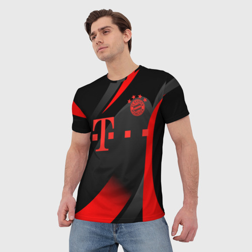 Мужская 3D футболка с принтом FC Bayern Munchen, фото на моделе #1
