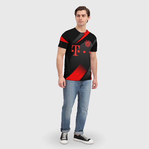 Мужская 3D футболка с принтом FC Bayern Munchen, вид сбоку #3