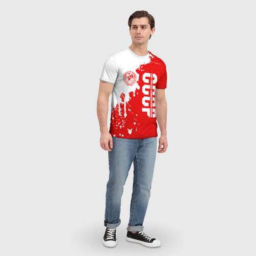 Мужская 3D футболка с принтом СССР, вид сбоку #3