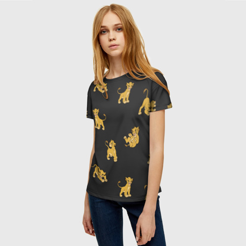 Женская 3D футболка с принтом Simba, фото на моделе #1