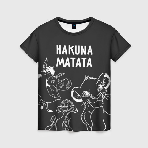 Женская 3D футболка с принтом Хакуна Матата, вид спереди #2