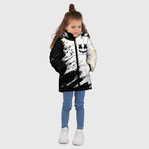 Зимняя куртка для девочек 3D с принтом MARSHMELLO / МАРШМЕЛЛОУ, вид сбоку #3