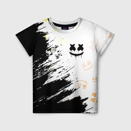 Детская 3D футболка с принтом MARSHMELLO / МАРШМЕЛЛОУ, вид спереди #2
