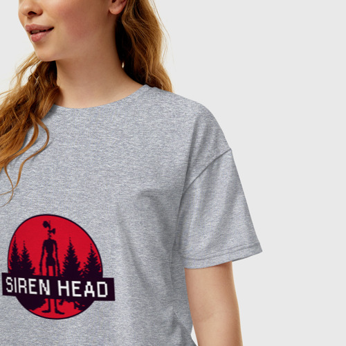 Женская футболка oversize с принтом Siren Head, фото на моделе #1
