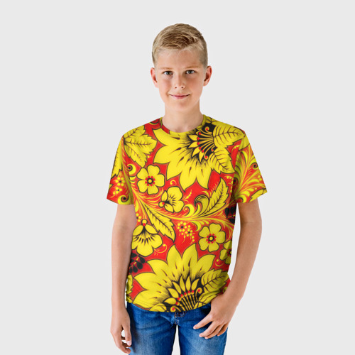 Детская 3D футболка с принтом Хохлома, фото на моделе #1
