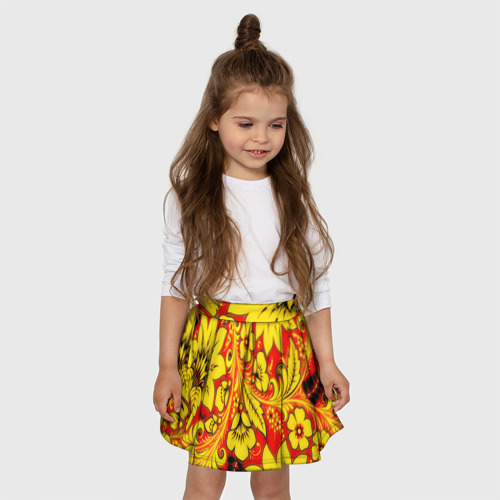 Детская юбка-солнце 3D с принтом Хохлома, фото на моделе #1