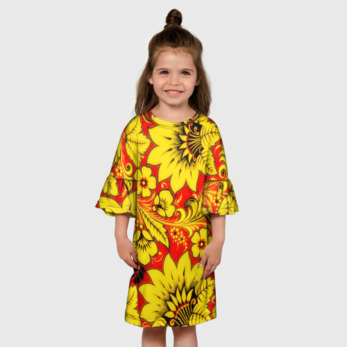 Детское платье 3D с принтом Хохлома, вид сбоку #3