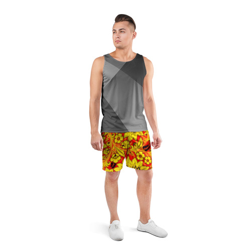Мужские шорты 3D спортивные с принтом Хохлома, вид сбоку #3