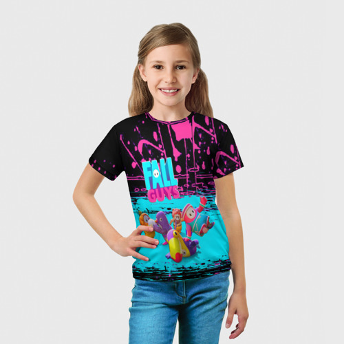 Детская 3D футболка с принтом Fall Guys, вид сбоку #3
