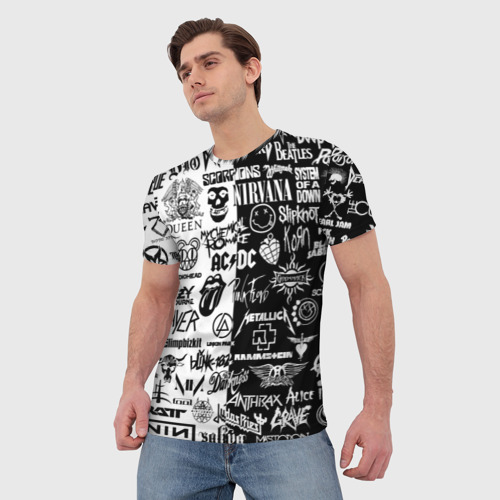 Мужская 3D футболка с принтом Эмблемы Рок Групп, фото на моделе #1