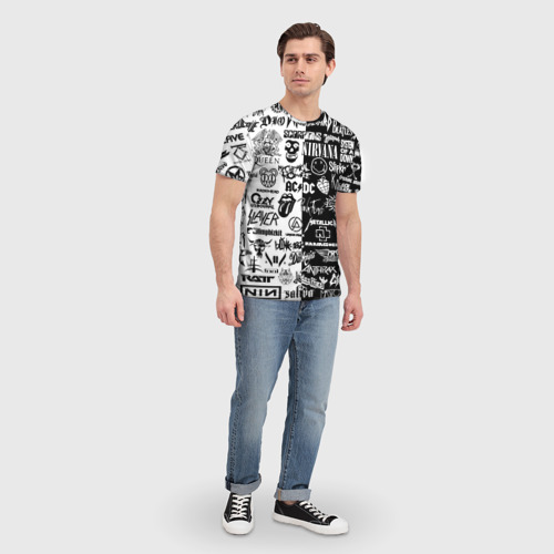 Мужская 3D футболка с принтом Эмблемы Рок Групп, вид сбоку #3