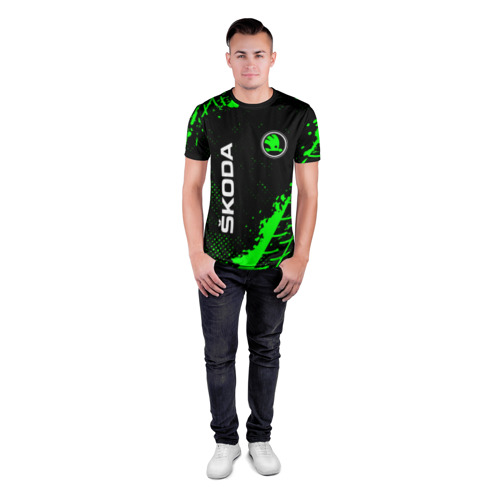 Мужская футболка 3D спортивная с принтом SKODA / Шкода, вид сбоку #3