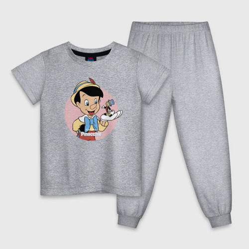 Детская пижама с принтом Пиноккио, вид спереди #2