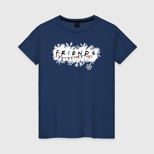 Женская футболка с принтом Friends Лого с гирляндой, вид спереди #2