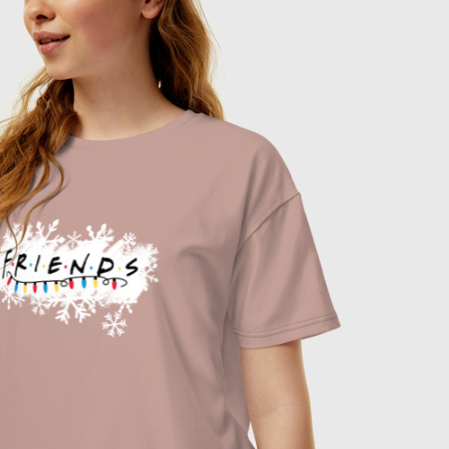 Женская футболка oversize с принтом Friends Лого с гирляндой, фото на моделе #1