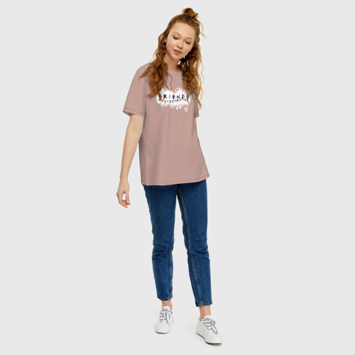 Женская футболка oversize с принтом Friends Лого с гирляндой, вид сбоку #3