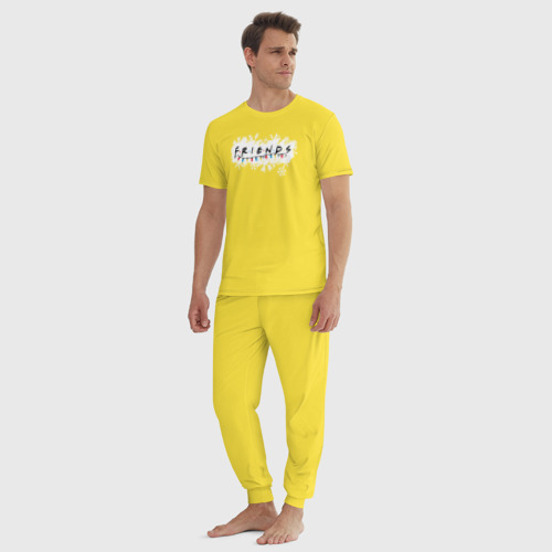 Мужская пижама хлопок с принтом Friends Лого с гирляндой, вид сбоку #3
