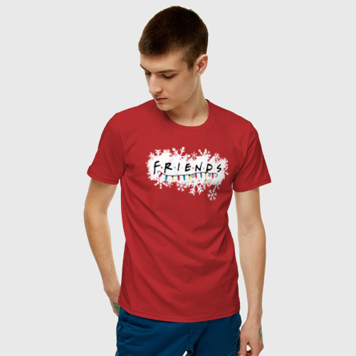 Мужская футболка с принтом Friends Лого с гирляндой, фото на моделе #1