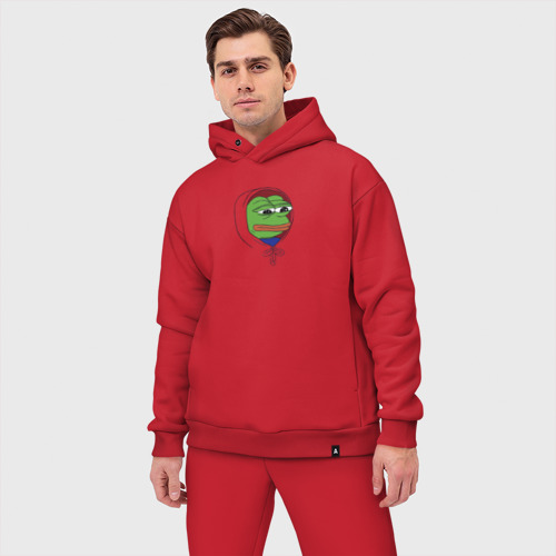 Мужской OVERSIZE костюм с принтом Pepe in the hoodie, фото на моделе #1