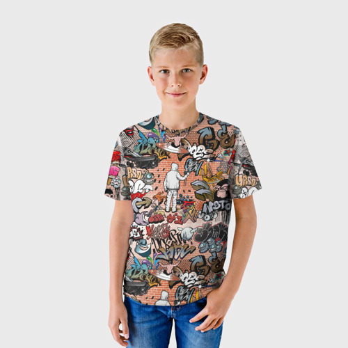 Детская 3D футболка с принтом Граффити, фото на моделе #1