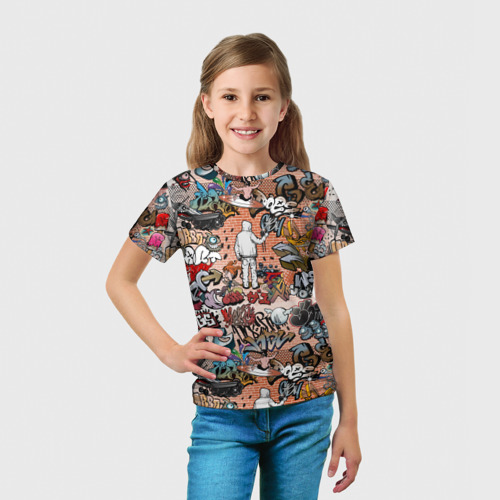 Детская 3D футболка с принтом Граффити, вид сбоку #3