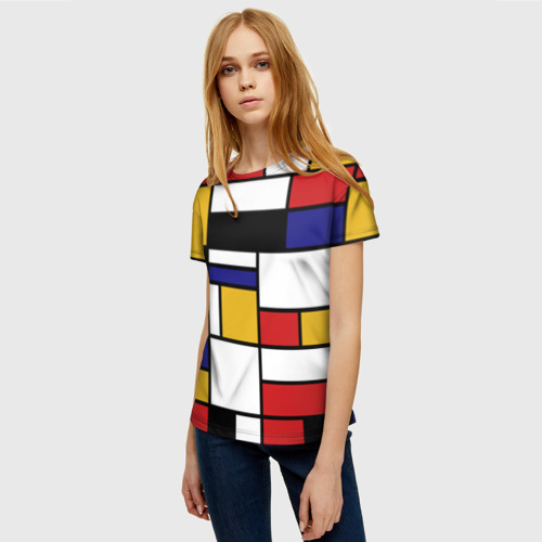 Женская 3D футболка с принтом Color blocking, фото на моделе #1