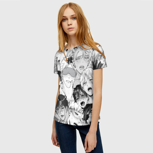 Женская 3D футболка с принтом Ахегао мужское, фото на моделе #1