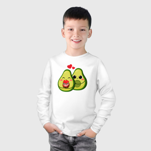 Детский хлопковый лонгслив с принтом Семья авокадо, фото на моделе #1