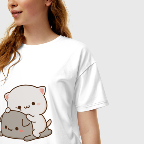 Женская футболка oversize с принтом Милые котики, фото на моделе #1