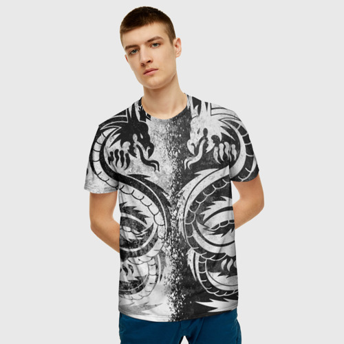 Мужская 3D футболка с принтом ДРАКОНЫ | DRAGONS, фото на моделе #1