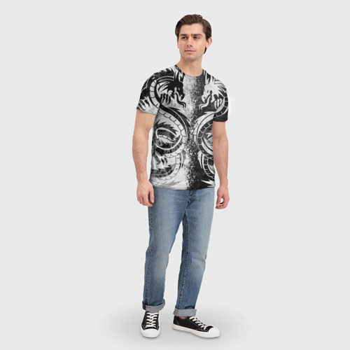 Мужская 3D футболка с принтом ДРАКОНЫ | DRAGONS, вид сбоку #3