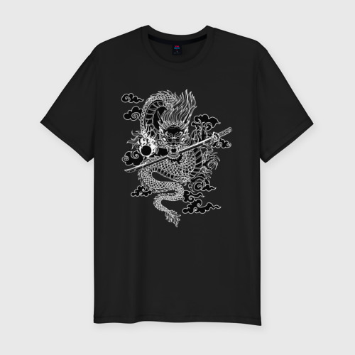 Мужская футболка премиум с принтом ДРАКОН | DRAGON, вид спереди #2