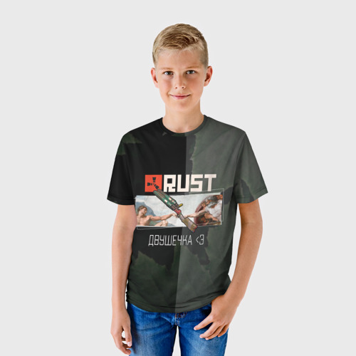 Детская 3D футболка с принтом Rust | Мамкин Рейдер | Раст, фото на моделе #1