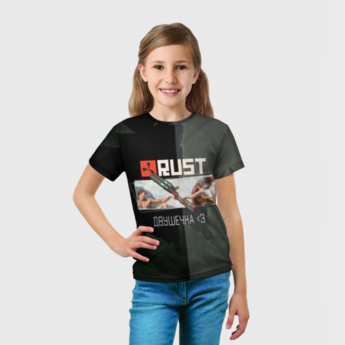 Детская 3D футболка с принтом Rust | Мамкин Рейдер | Раст, вид сбоку #3