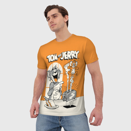 Мужская 3D футболка с принтом Том и Джерри, фото на моделе #1