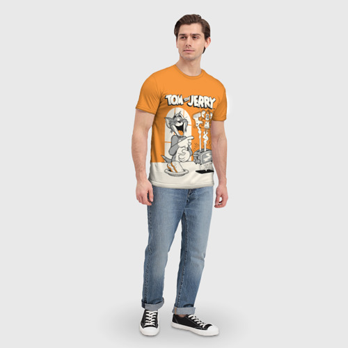 Мужская 3D футболка с принтом Том и Джерри, вид сбоку #3