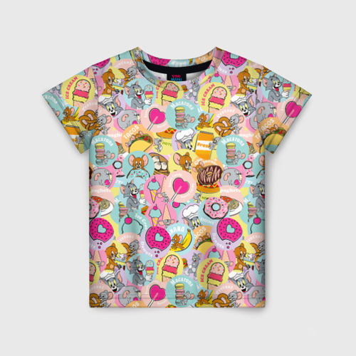 Детская 3D футболка с принтом Том и Джерри, вид спереди #2