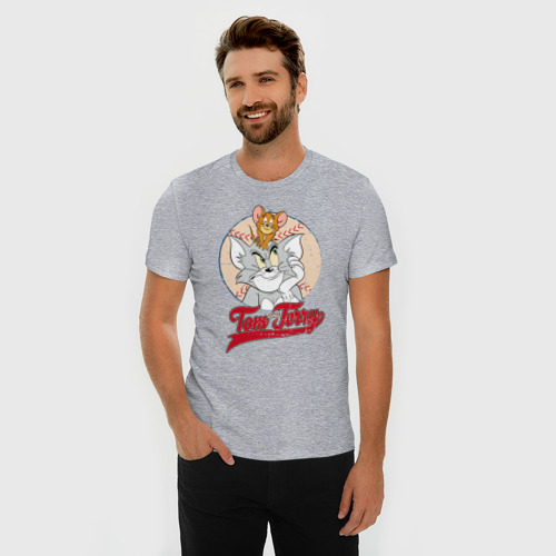 Мужская футболка премиум с принтом Tom and Jerry, фото на моделе #1