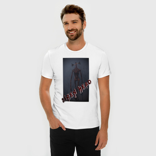 Мужская футболка премиум с принтом Сиреноголовый Надпись, фото на моделе #1